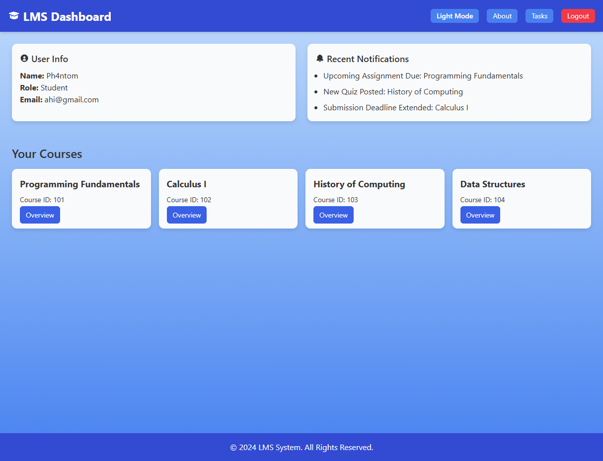 LMS System Screenshot
